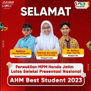 3 Pelajar Wakil MPM Honda Jatim Lolos Seleksi AHM Best Student 2023