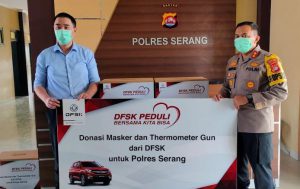 DFSK Sokonindo Donasi Masker & Thermogun di Serang Banten