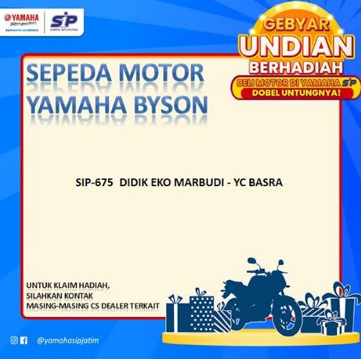 Pemenang Undian Motor Yamaha STSJ