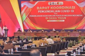Forkopimda Jatim Rakor Pengendalian Covid-19 & Penanganan Pekerja Migran Indonesia